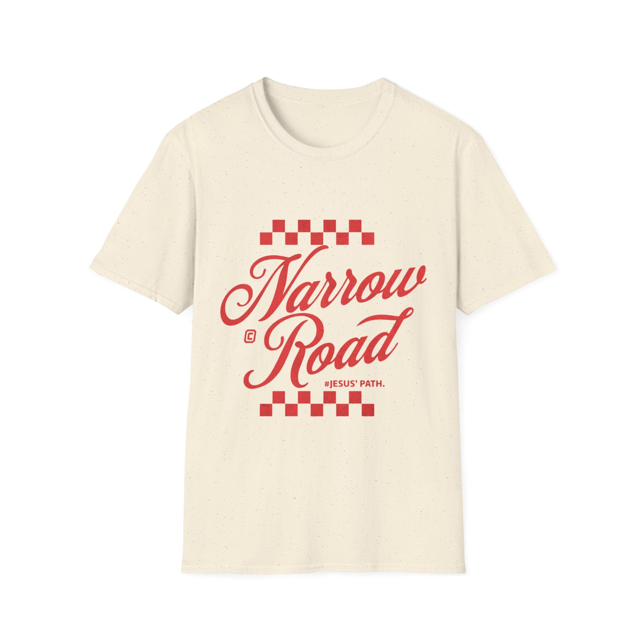 Narrow Road T-Shirt — Vintage Script Christian Faith Tee